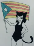 black_hair catalonia catgirl character:alunya flag meta:highres site:leftypol spain swim_suit // 2422x3219 // 8.4MB