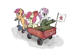 anthro my_little_pony pegasus pony red_star tachanka unicorn wagon // 1280x853 // 197KB