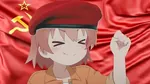 anime beret flag hammer_and_sickle meta:lowres raised_fist red_flag soviet_union // 366x206 // 15KB