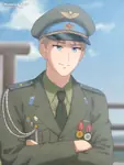 anime artist:kepincox brown_hair hammer_and_sickle hat male medal peaked_cap red_army red_star soviet_union star uniform // 2456x3274 // 2.8MB