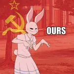 1:1_aspect_ratio anime anthro beastars black_eyes furry hammer_and_sickle impact_font meta:highres ours rabbit // 2000x2000 // 318KB