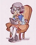 amadeo_bordiga armchair book bordigism catgirl character:leftcom_catgirl glasses katherine_smedley left_communism nerd reading sad watercolor // 608x747 // 103KB