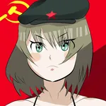 1:1_aspect_ratio anime beret hammer_and_sickle kaede_takagaki meta:absurdres meta:highres red_star star // 5000x5000 // 1.1MB