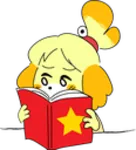 animal_crossing book isabelle meta:lowres meta:transparent_background reading star // 116x128 // 15KB