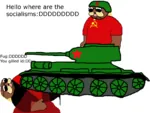 anarchism anarcho_communism armored_fighting_vehicle blood hammer_and_sickle helmet marxism_leninism meta:highres red_star spurdo star tank tank_helmet tankie // 1600x1200 // 128KB