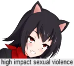 ahegao black_hair blush catgirl character:alunya high_impact lewd red_eyes scarf sex site:leftypol // 985x874 // 346KB