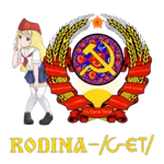 1:1_aspect_ratio blonde_hair blue_eyes character:rodina character:rodina_(getchan) hammer_and_sickle meta:highres meta:transparent_background peace_sign pioneer red_star scarf site:get site:getchan star symbol // 3000x3000 // 1.8MB