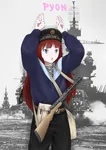 anime baltic_fleet gun hammer_and_sickle ppsh-41 pyon red_star sailor ship soviet_navy star submachine_gun uniform war weapon world_war_ii // 1448x2048 // 300KB