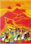 flag guerrilla gun hammer_and_sickle latin_america maoism marxism_leninism_maoism mountain peru poster propaganda red_flag shining_path weapon // 484x700 // 89KB