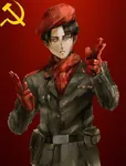 anime attack_on_titan beret gloves hammer_and_sickle levi_(aot) scarf soviet_union uniform // 600x787 // 78KB