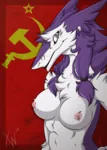 anthro breasts flag furry hammer_and_sickle lewd nude red_flag sergal soviet_union // 914x1280 // 736KB