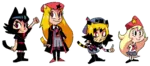 artist:ppdppl black_hair blonde_hair blue_eyes catgirl character:alunya character:anarcho_hoxhaism_catgirl character:political_ideology_catgirls character:rodina character:rodina_(getchan) character:rodina_(picg) cute meta:transparent_background nekomije pioneer raised_fist red_eyes site:getchan // 1334x583 // 131KB