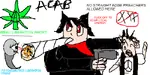 acab anarcho_communism blunt character:alunya drugs hammer_and_sickle lighter marijuana peace_sign psychonaut_wiki star straight_edge weed_liberation_front // 500x250 // 53KB