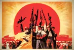 china chinese_text gun kalashnikov maoism meta:highres poster propaganda revolution rifle sun weapon // 2048x1405 // 637KB