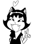 artist:ppdppl black_hair catgirl character:alunya goddess heart peace_sign site:leftypol // 507x686 // 12KB