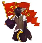 anthro avian bird crow flag hammer_and_sickle red_flag soviet_union // 1252x1280 // 189KB