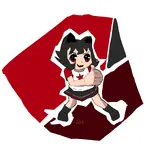 black_hair catgirl character:alunya meta:1:1_aspect_ratio meta:highres red_eyes thumbs_up // 2884x2884 // 888KB