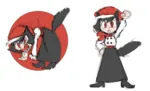 artist:ppdppl black_hair catgirl character:alunya hat raised_fist red_eyes sabocat scarf site:leftypol // 1173x715 // 326KB