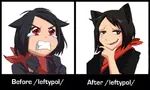 black_hair catgirl character:alunya crying red_eyes sad scarf site:leftypol smug then_and_now // 800x479 // 250KB