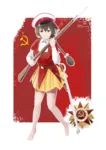 anime brown_eyes brown_hair gun medal meta:highres mosin-nagant order_of_the_patriotic_war red_star rifle shashka soviet_union star sword war weapon world_war_ii // 1600x2263 // 1.8MB