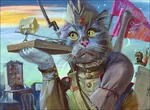 anthro artist:alexander_zavaly bayonet cat cheese feline hammer_and_sickle mouse_trap red_star refrigerator rifle weapon // 2048x1503 // 415KB