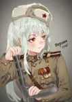 anime gun hammer_and_sickle hero_of_the_soviet_union medal ppsh-41 red_star star submachine_gun ushanka war weapon world_war_ii // 826x1169 // 1.3MB