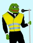 france microphone pepe protest smug yellow_vests // 500x657 // 60KB