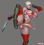 armor artist:dmitrys blonde_hair blue_eyes breasts buff bullet character:mother_russia cum dildo eye_patch futanari hammer_and_sickle kick_ass large_breasts lewd machete martial_arts marvel_comics sex_toy soviet_union superhero weapon // 1061x1100 // 175KB