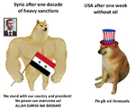 arab assad baathism bashar_al_assad cheems dog doge embargo latin_america oil sanctions syria united_states venezuela west_asia // 821x672 // 38KB