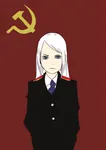 anime blue_eyes hammer_and_sickle kgb soviet_union uniform white_hair // 550x777 // 22KB