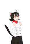 black_hair catgirl character:alunya meta:highres meta:transparent_background peaked_cap red_eyes scarf site:leftypol // 2056x3000 // 866KB