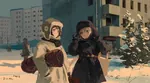 anime apartment art artist:xilmo female russian_text snow soviet_union ushanka // 3796x2093 // 1.5MB