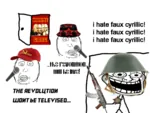 faux_cyrillic gun hat helmet i_hate_the_antichrist kanye_west medal ragecomic rap revolution schizo trollface weapon // 1200x900 // 429KB