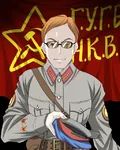 anime banner glasses hammer_and_sickle peaked_cap red_star soviet_union star uniform // 512x640 // 76KB