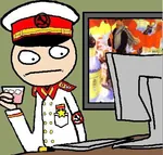 computer drink glass hammer_and_sickle keyboard meta:lowres national_bolshevism peaked_cap reaction_image soviet_union // 429x409 // 50KB