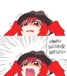 angry anime bolshevik female hat noises red_hair // 700x798 // 142KB