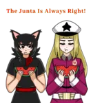 2021 black_hair black_star blonde_hair cap catgirl character:alunya comrade_watermelon coup grace leftychan leftychan_split meta:transparent_background monarchism peaked_cap red_eyes scarf site:b site:leftypol site:leftypol.org split star title watermelon watermelon_junta // 1350x1500 // 984KB