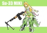 air_to_air_missile aircraft airplane anime bipod blonde_hair blue_eyes catgirl fighter flanker gun jet lmg machine_gun mecha_musume missile red_star rpd_machine_gun star su-33 sukhoi weapon // 849x600 // 112KB